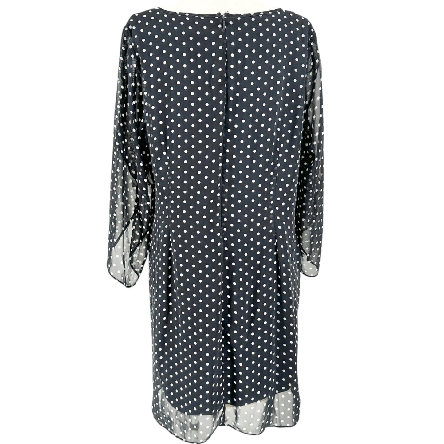 Fashionable Layered Dress Size 20 Black White Polka Dot Pearl Tie Neck Roz & Ali