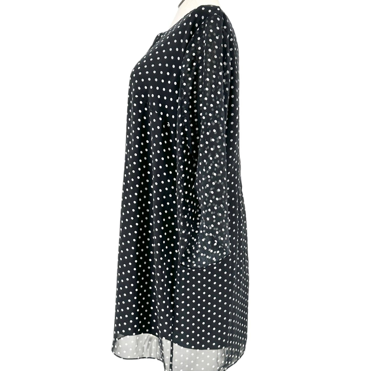 Fashionable Layered Dress Size 20 Black White Polka Dot Pearl Tie Neck Roz & Ali