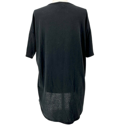 LuLaRoe Irma Tunic Top Womens L Oversized Black Cotton Poly Blend Relaxed Fit SS