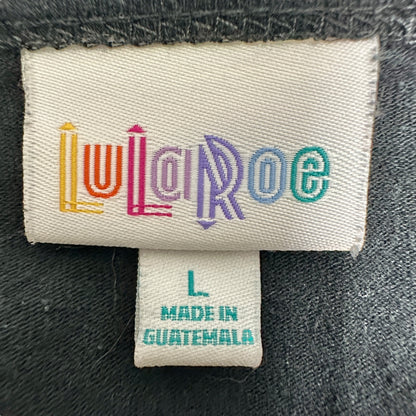 LuLaRoe Irma Tunic Top Womens L Oversized Black Cotton Poly Blend Relaxed Fit SS