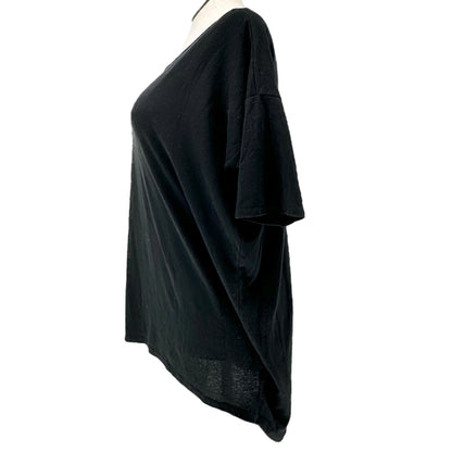 LuLaRoe Irma Tunic Top Womens L Oversized Black Cotton Poly Blend Relaxed Fit SS