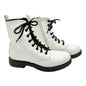 Time And Tru Combat Boots Womens Size 7 White With Black Laces and Side Zippers