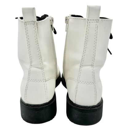 Time And Tru Combat Boots Womens Size 7 White With Black Laces and Side Zippers