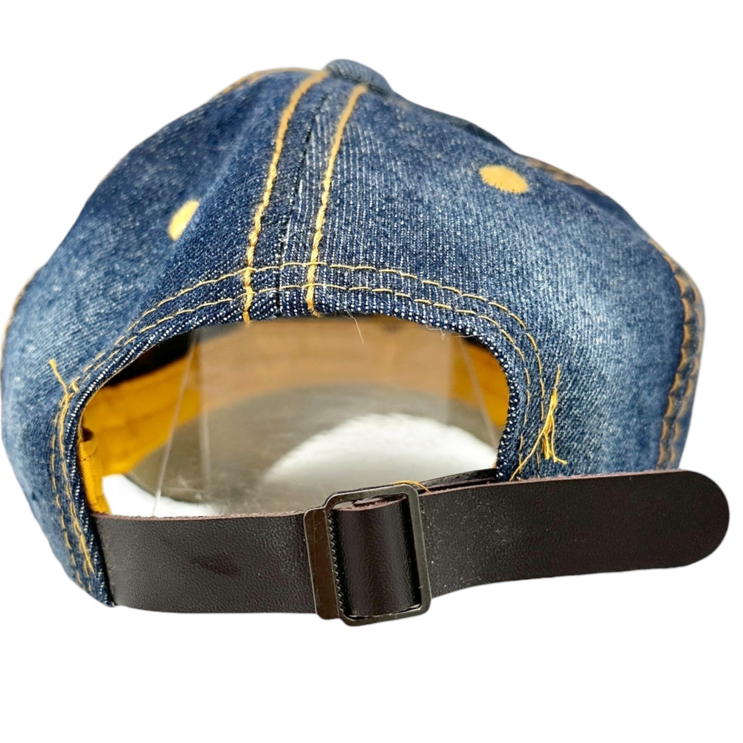 BOSS Denim Baseball Cap Rhinestone Embellished Adjustable Strap Bedazzled Hat