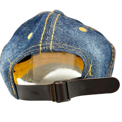 BOSS Denim Baseball Cap Rhinestone Embellished Adjustable Strap Bedazzled Hat