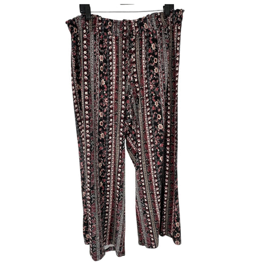 Westport Womens 2X Floral Striped Palazzo Pants Stretch Pull-On Elastic Waist