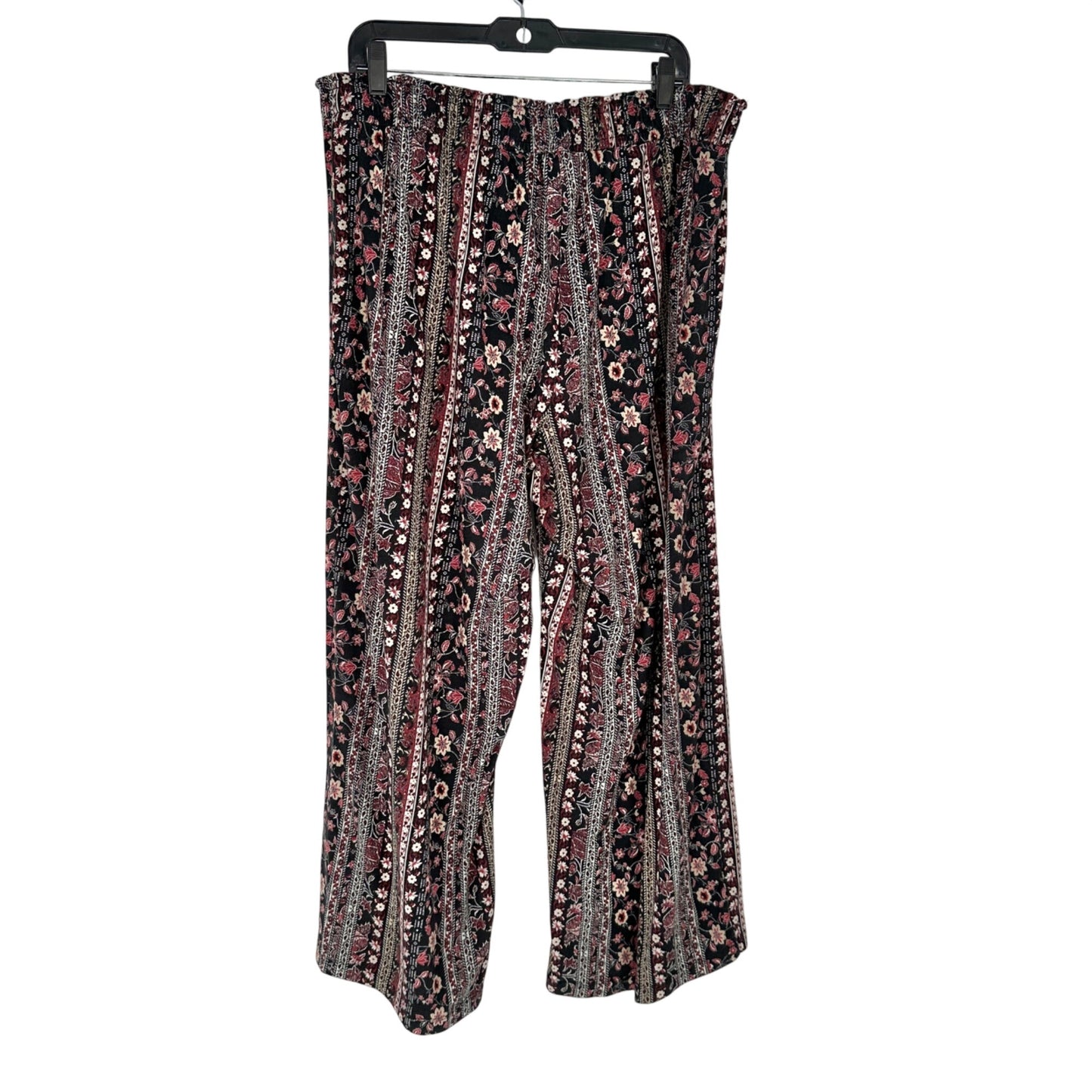 Westport Womens 2X Floral Striped Palazzo Pants Stretch Pull-On Elastic Waist