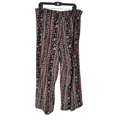 Westport Womens 2X Floral Striped Palazzo Pants Stretch Pull-On Elastic Waist