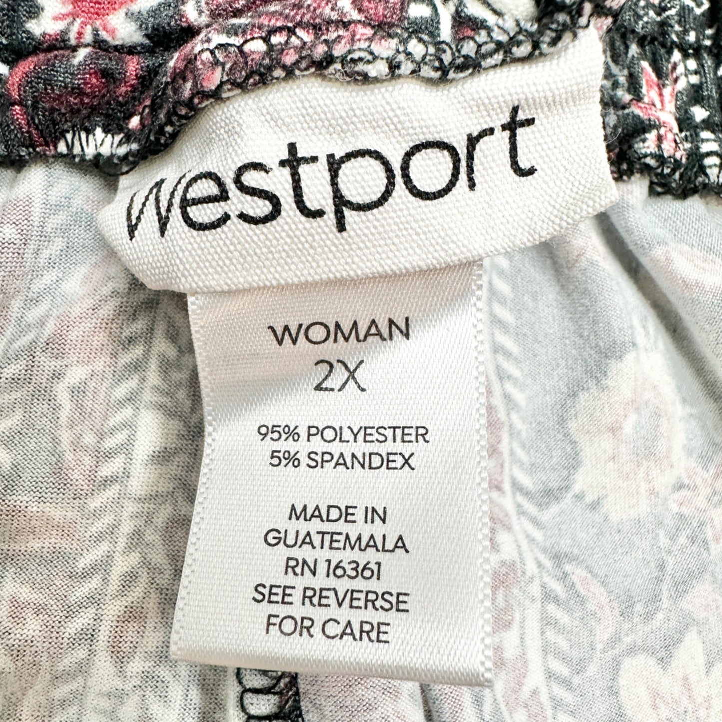 Westport Womens 2X Floral Striped Palazzo Pants Stretch Pull-On Elastic Waist