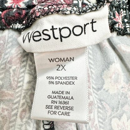 Westport Womens 2X Floral Striped Palazzo Pants Stretch Pull-On Elastic Waist