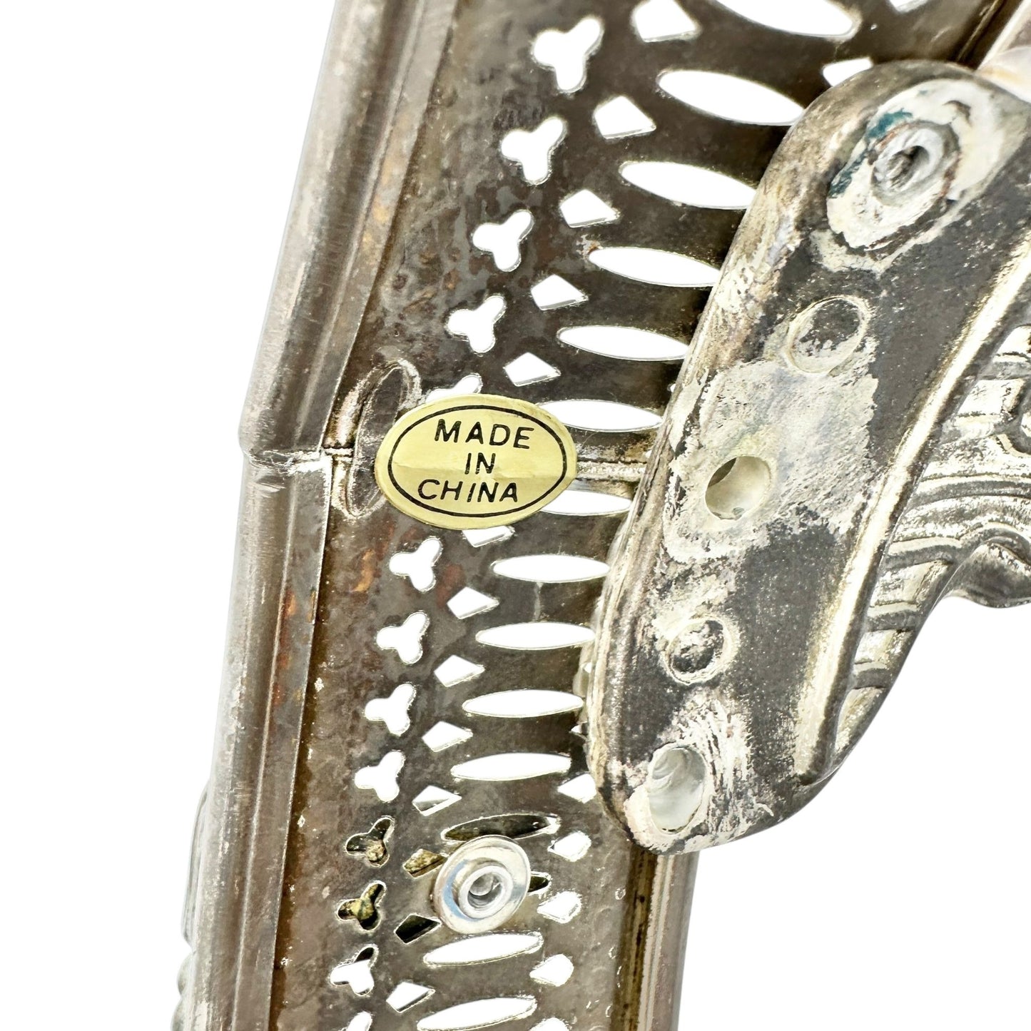 Silver Plate Round Serving Dish Holder With Ornate Handles+Feet 9 Inch Diameter