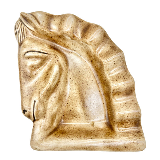 Vintage Mid Century Ceramic Horse Head Ashtray Drip Glaze Brown Gloss Decorative