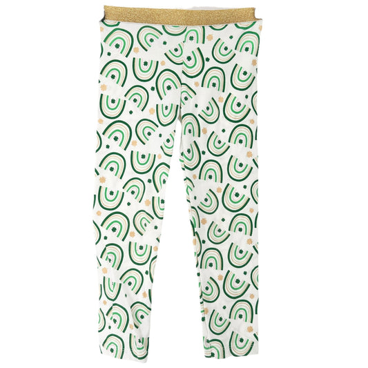 Celebrate St Patricks Day Leggings Girls 5T Green and Gold Rainbow Print