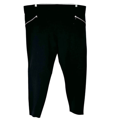 Bebe Black Stretch Pants 1X Front and Ankle Zipper Accents Comfort Rayon Blend
