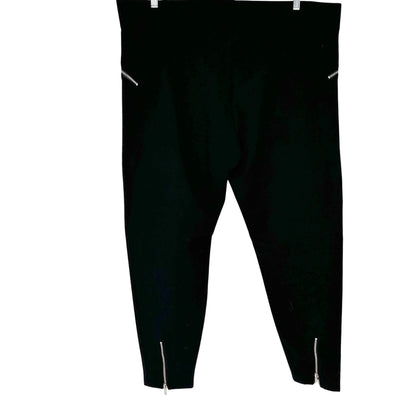 Bebe Black Stretch Pants 1X Front and Ankle Zipper Accents Comfort Rayon Blend