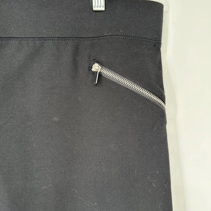 Bebe Black Stretch Pants 1X Front and Ankle Zipper Accents Comfort Rayon Blend