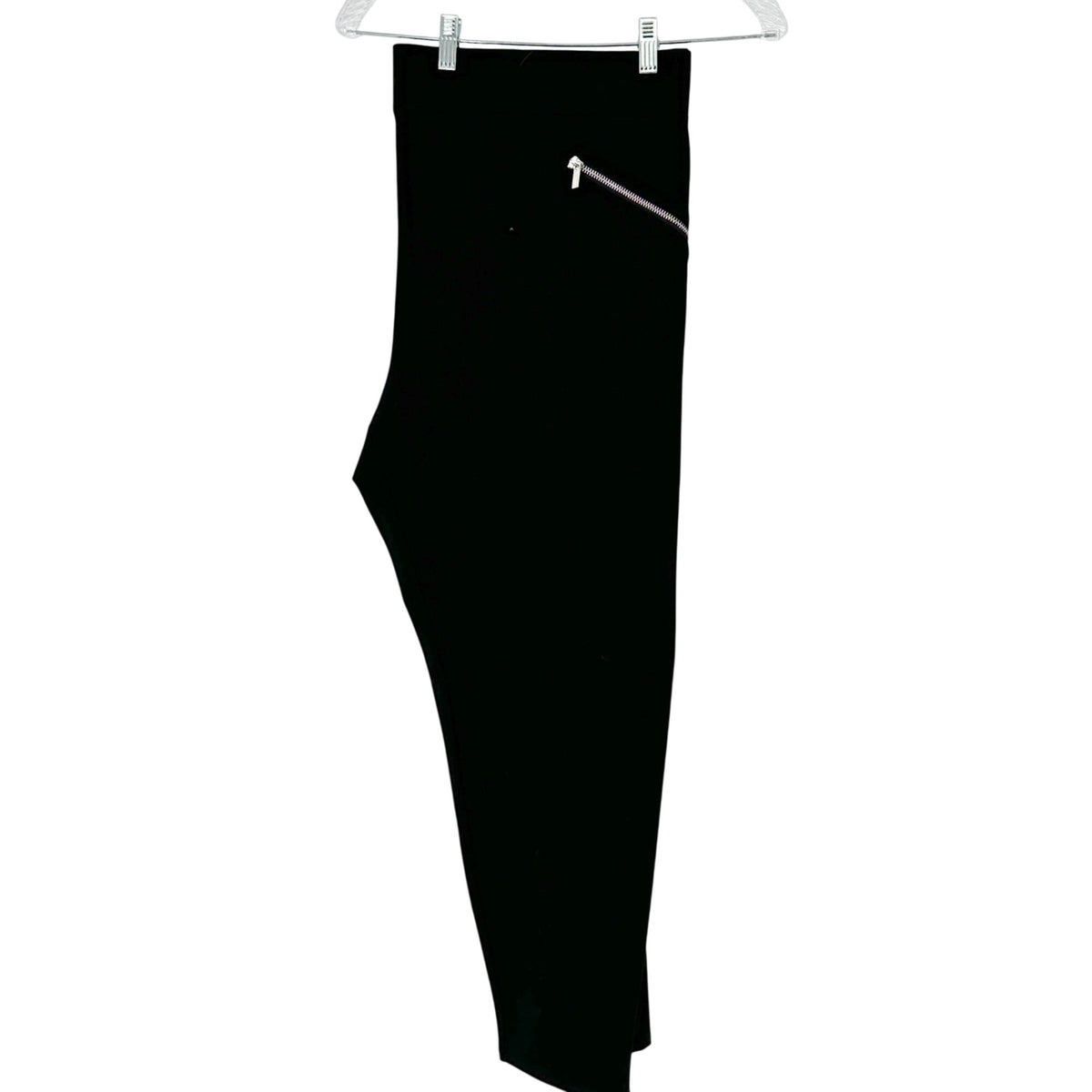 Bebe Black Stretch Pants 1X Front and Ankle Zipper Accents Comfort Rayon Blend