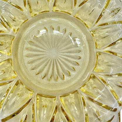 Federal Glass Set of 5 Vintage Yellow Sunflower Petal Bread Plates 6" Diameter