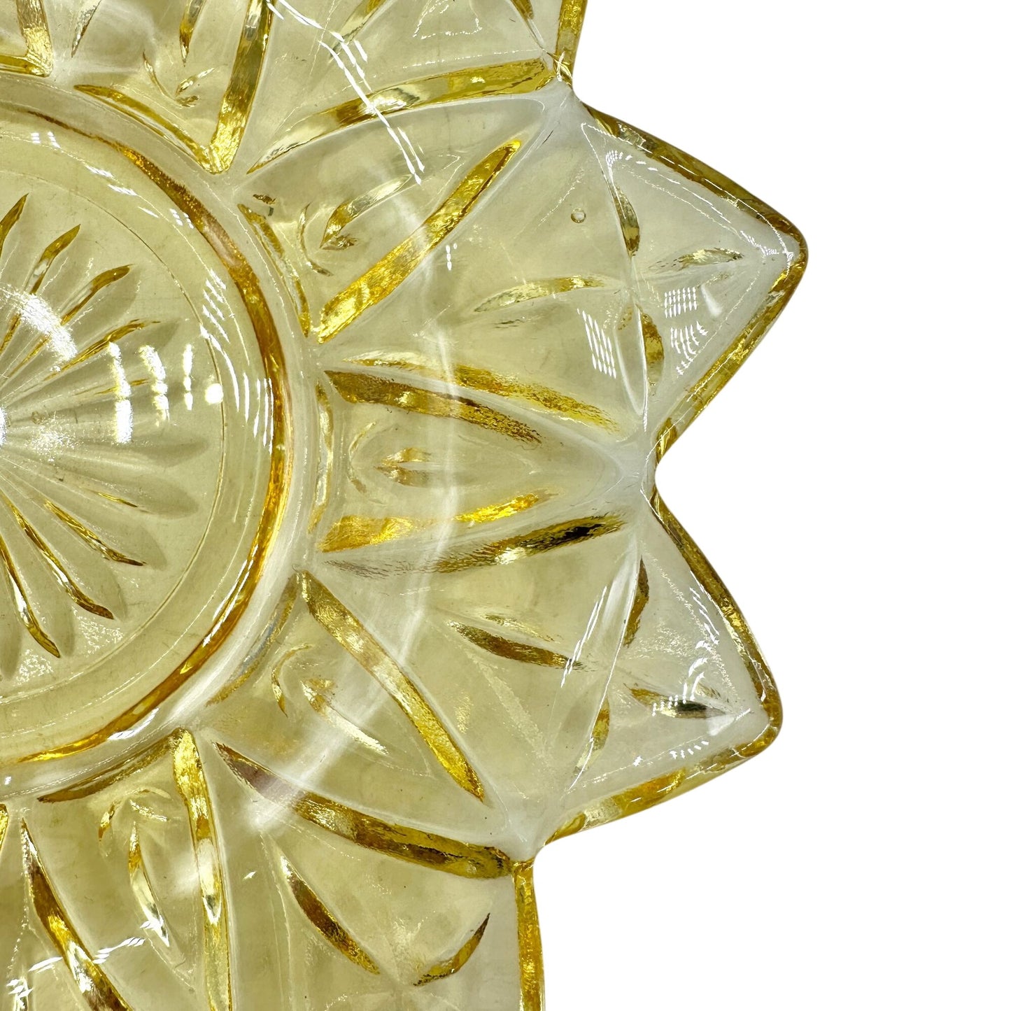 Federal Glass Set of 5 Vintage Yellow Sunflower Petal Bread Plates 6" Diameter