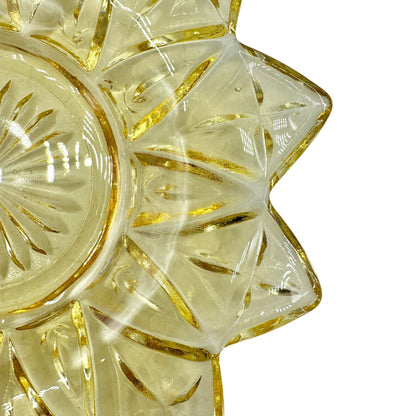 Federal Glass Set of 5 Vintage Yellow Sunflower Petal Bread Plates 6" Diameter