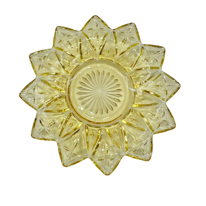 Federal Glass Set of 5 Vintage Yellow Sunflower Petal Bread Plates 6" Diameter