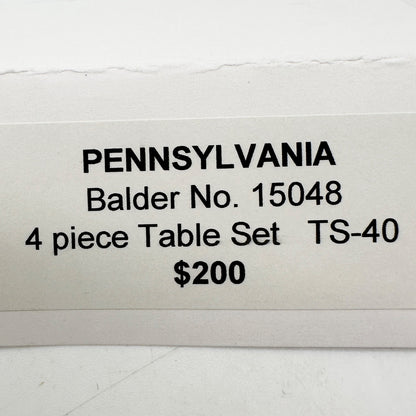 Pennsylvania Balder No 15048 Vtg Glass Childrens 4pc Table Set Diamond Cut TS-53