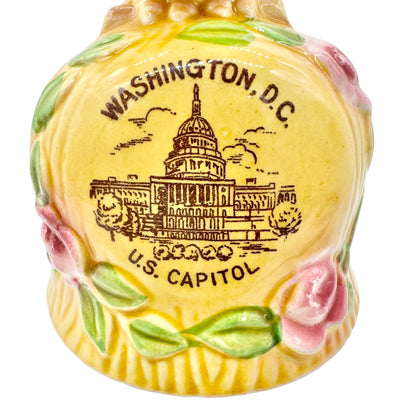 Vintage Washington DC Owl Bell With Floral Design US Capitol Illustration 4.5” H
