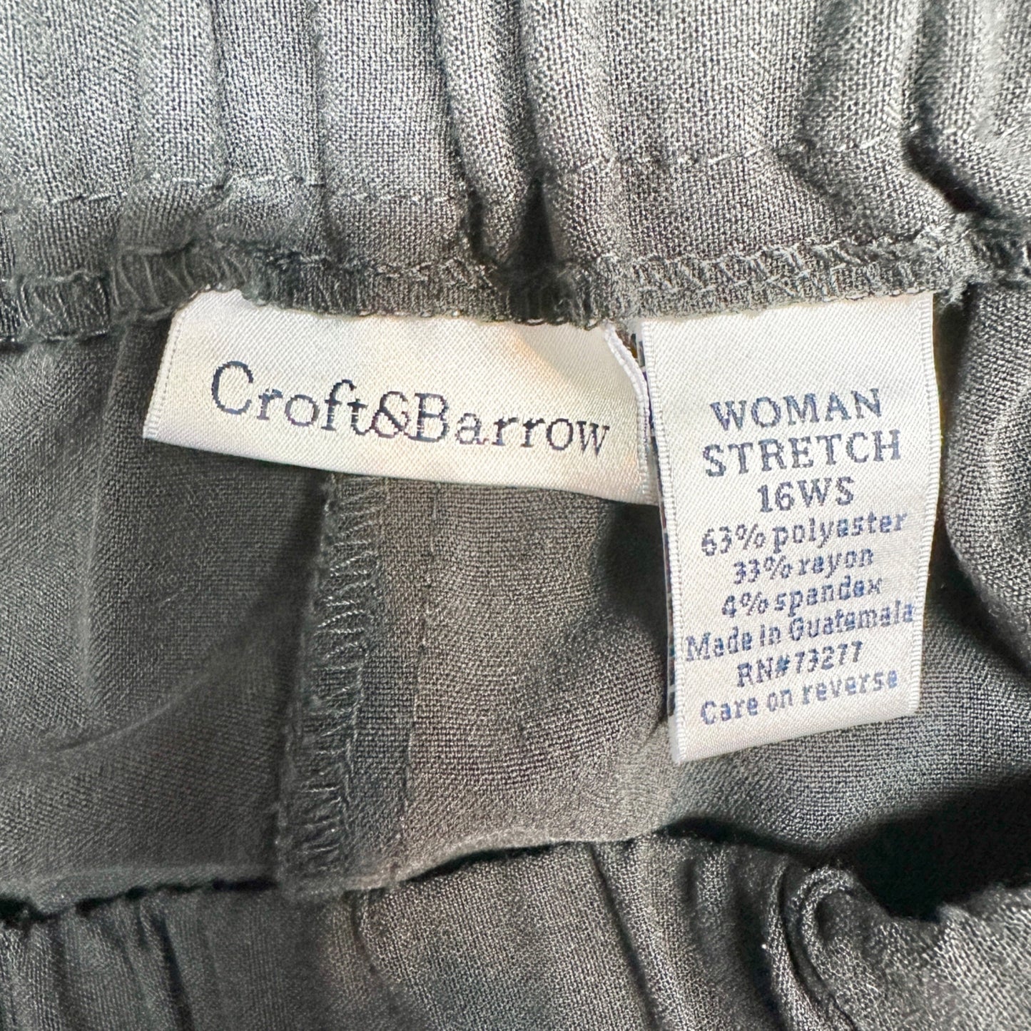 Womens Stretch Pants 16WS Black Wide Leg Polyester Rayon Blend Croft & Barrow