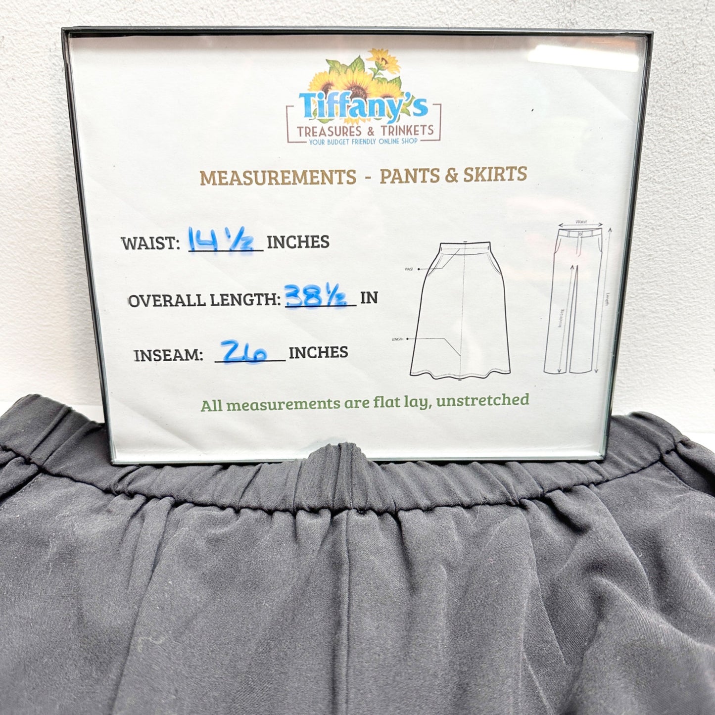 Womens Stretch Pants 16WS Black Wide Leg Polyester Rayon Blend Croft & Barrow