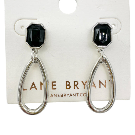 Lane Bryant Drop Earrings With Black Faux Gemstone and Silver Tone Oval Design