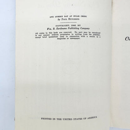 One Stormy Day At Sugar Creek By Paul Hutchens Hardcover 1946 Second Edition