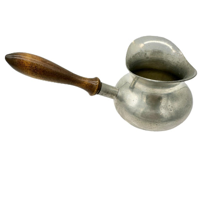 Vintage Stieff Pewter Pipkin Sauce Warmer With Wooden Handle and Pouring Lip