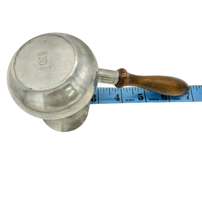Vintage Stieff Pewter Pipkin Sauce Warmer With Wooden Handle and Pouring Lip