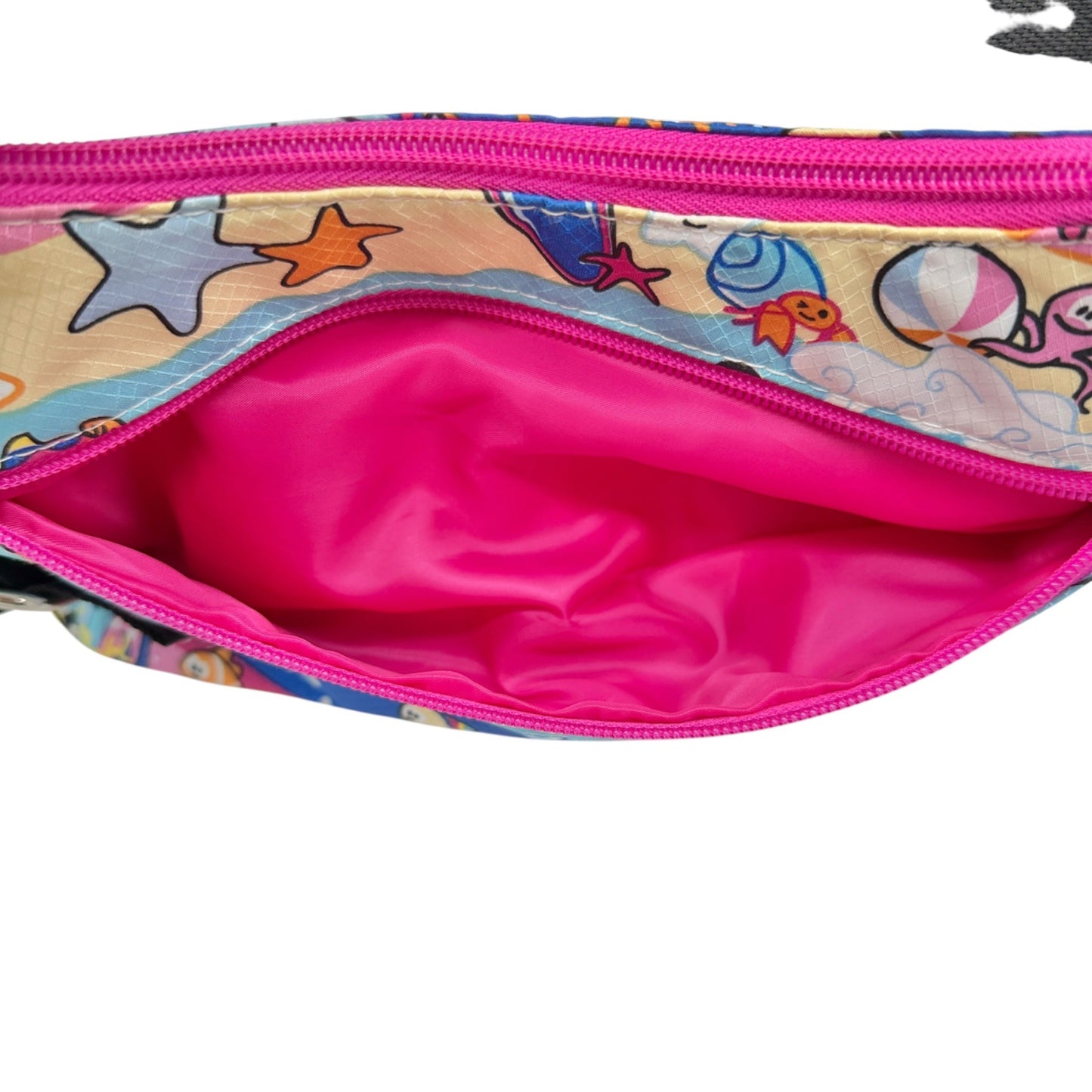 Colorful Ocean Sea Adventure Motif Handbag Adjustable Strap Blue Pink 10x6.5x2.5