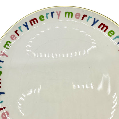 H For Happy Merry Merry Polka Dot Ceramic Serving Set 2 Plates 1 Tray 1 Canister