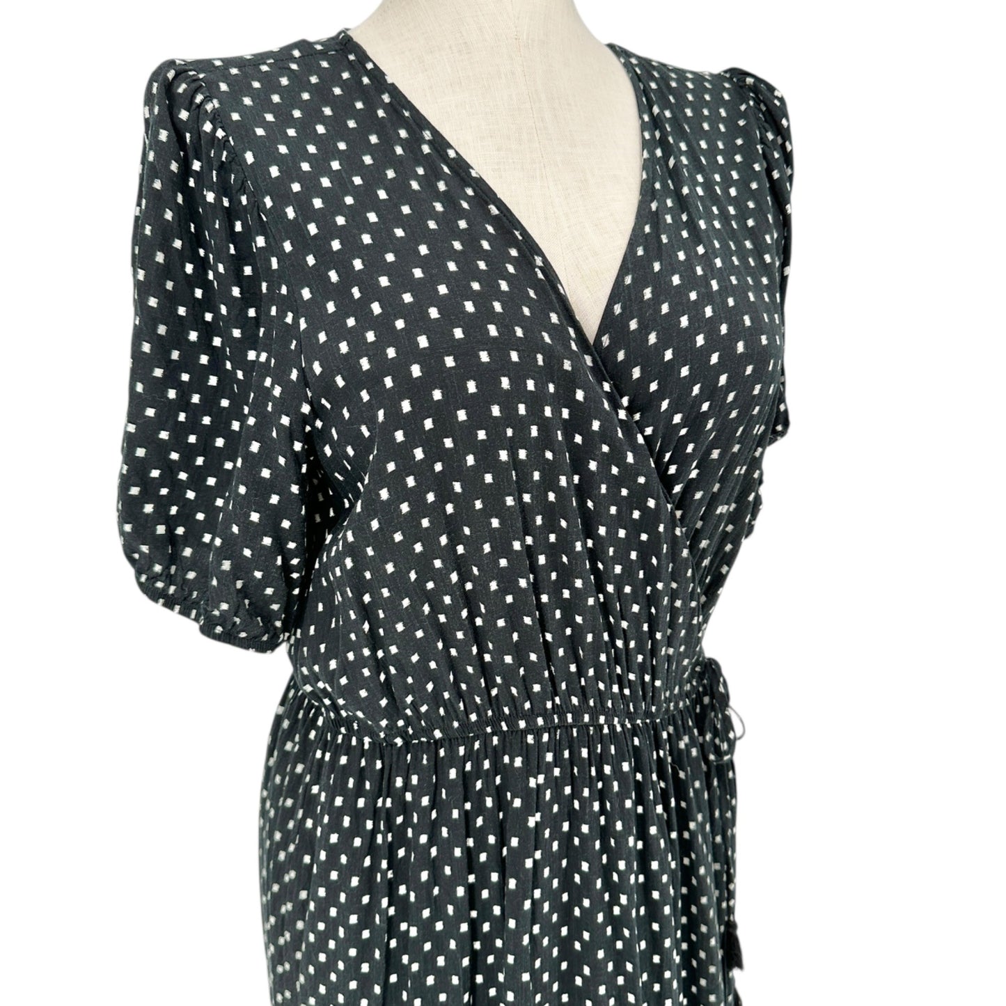 Knox Rose Wrap Midi Dress XXL Black White Polka Dot Maternity Breastfeeding