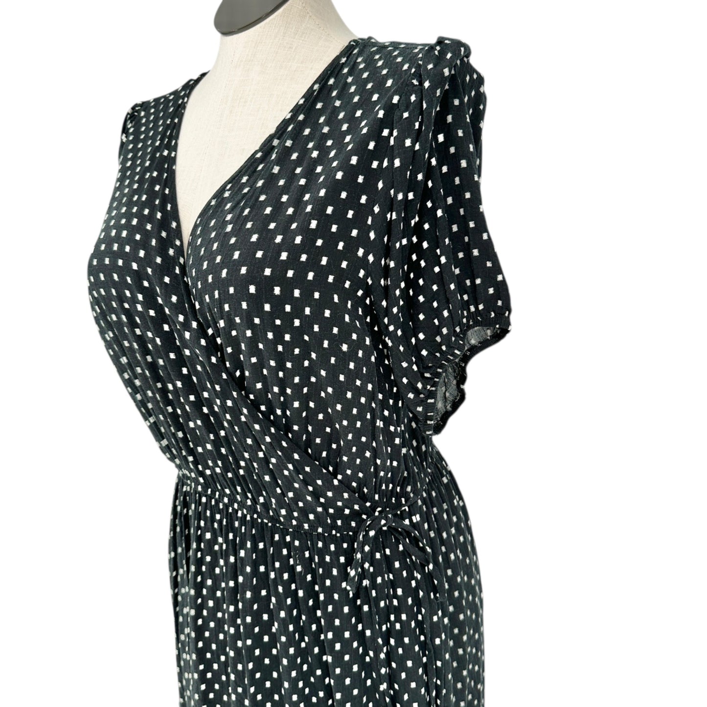 Knox Rose Wrap Midi Dress XXL Black White Polka Dot Maternity Breastfeeding