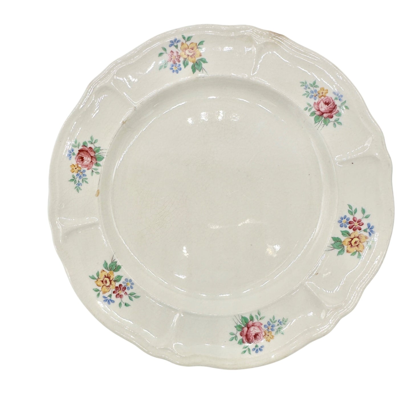 Tea Rose USA Floral Dinner Plates Set Of 2 Scalloped Edge Vintage Ceramic 10 in