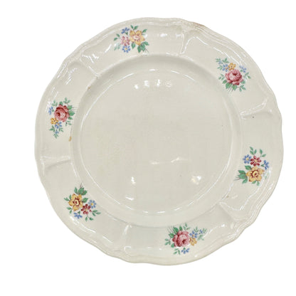 Tea Rose USA Floral Dinner Plates Set Of 2 Scalloped Edge Vintage Ceramic 10 in