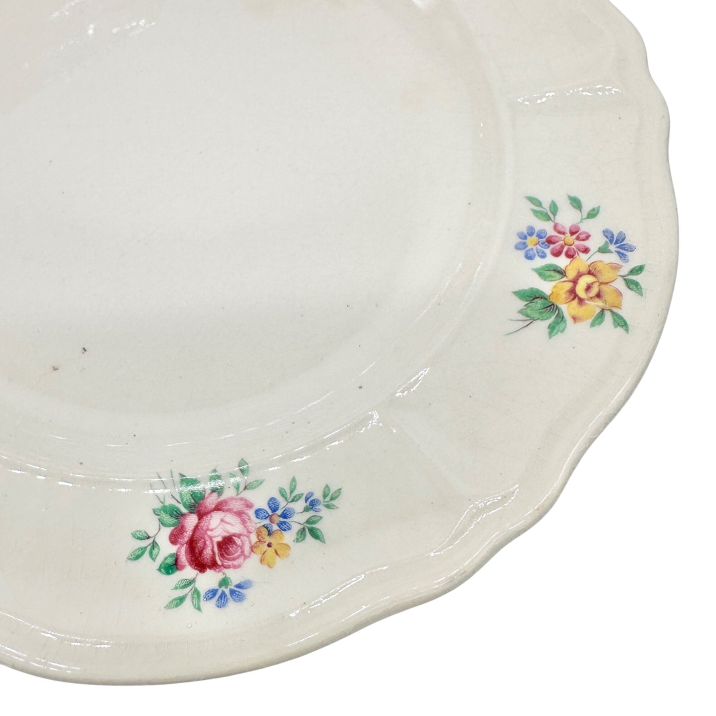 Tea Rose USA Floral Dinner Plates Set Of 2 Scalloped Edge Vintage Ceramic 10 in