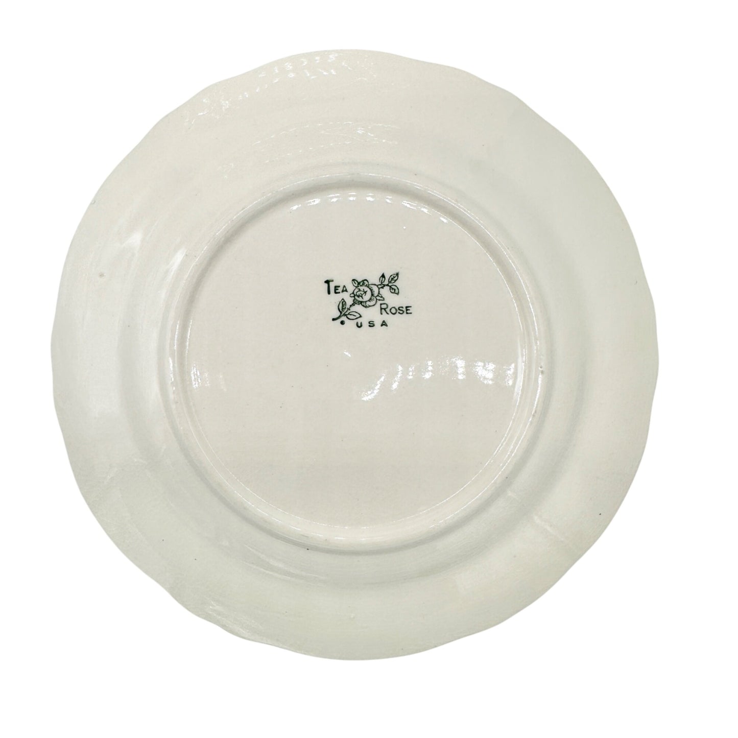 Tea Rose USA Floral Dinner Plates Set Of 2 Scalloped Edge Vintage Ceramic 10 in