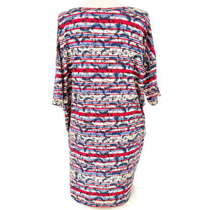 LuLaRoe Americana Irma Tunic Womens 2XL Red White Blue Stripe Patriotic Eagle