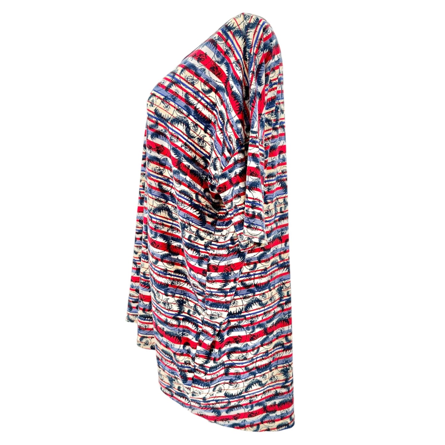 LuLaRoe Americana Irma Tunic Womens 2XL Red White Blue Stripe Patriotic Eagle