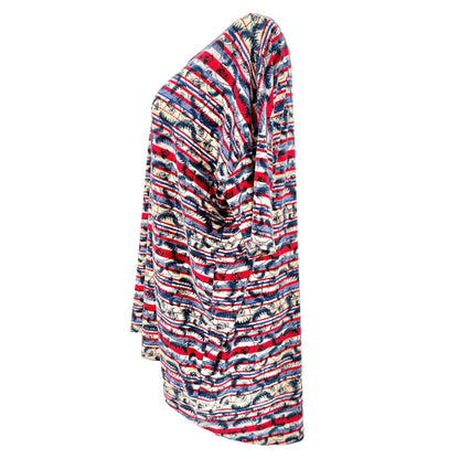 LuLaRoe Americana Irma Tunic Womens 2XL Red White Blue Stripe Patriotic Eagle