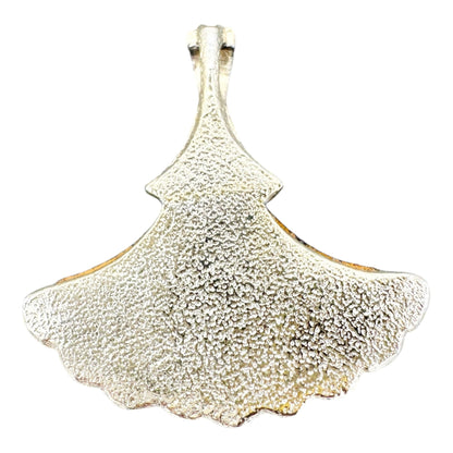 Rose Glass Art Design Pendant With Gold-Tone Fan Shape 1.5 Inch Jewelry Piece