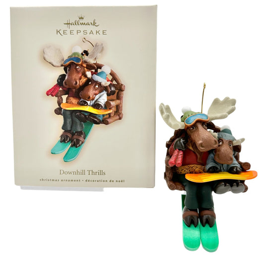 Hallmark Keepsake Downhill Thrills 2007 Christmas Ornament Big Little Moose Ski