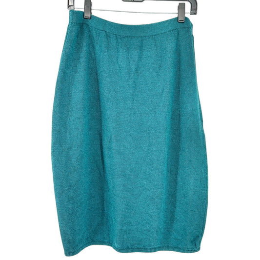 Knit Skirt Womens Size 12 Forest Green Pull-On Elastic Waist Made In USA Comfy
