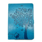 iPad Case Embossed Tree and Cat Design 7x10 inch Fit Magnetic Closure Card Slots