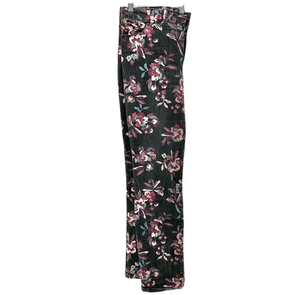 Bandolino Denim Pants Womens 12 Black Floral Print Cotton Blend Slim Fit Stretch