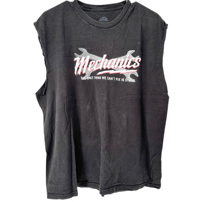 Mechanics Sleeveless Black T-Shirt With Humorous Print XL By Ann Arbor Shirt Co.